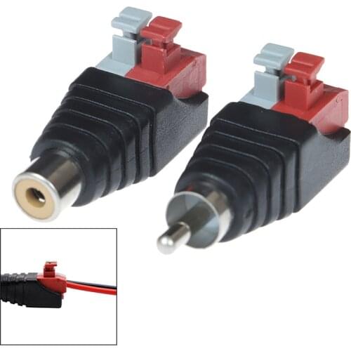 1pcs Speaker Wire A/V Cable To Audio Male Female RCA Connector Press Plug Terminal