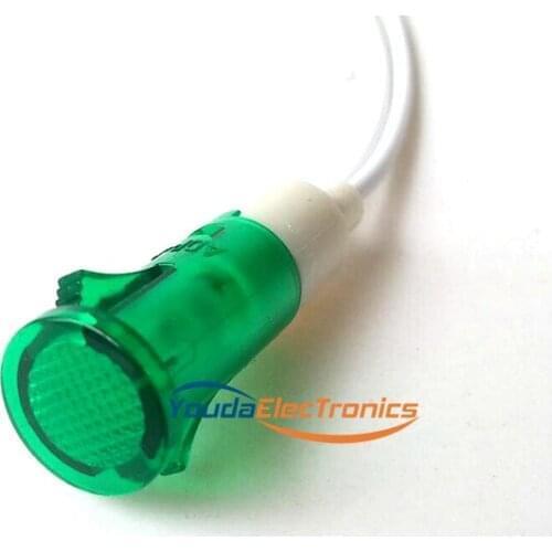 120V Round Green Neon Panel Indicator Light Lamp 10mm with cable HIFI DIY