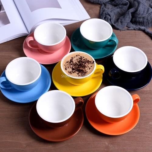 220ml High-grade Ceramic Coffee Cups Coffee Cup Set Simple European Style Mug Cappuccino Flower Cups Latte