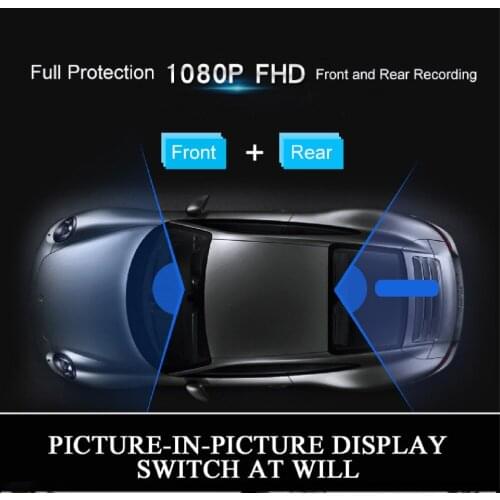 24H Car DVR Dash Camera Rear View Dual Lens 1080P 4.3in Full HD Cycle Recording Dash Cam Video Recorder Mirror Dashcam Black Box