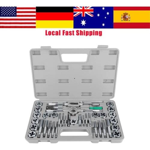 40Pcs M3-M12 Screw Nut Tap and Die Set with Wrenches and Thread Gauge Heavy Duty Hand Tools Adjustable Single Tap Wrench Holder