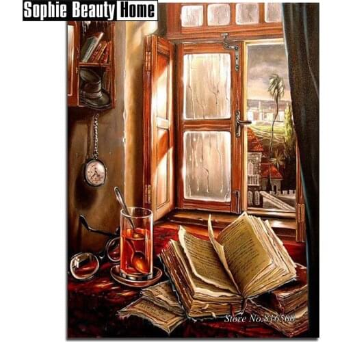 5D Diy Diamond Painting Scenery Window Book Diamond Embroidery Pattern Rhinestones Full Diamond Mosaic Home Decor Gift 187151