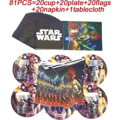81PC Cartoon Star Wars Theme Disposable Tableware Sets Plate Napkins Banner Birthday Tablecloth Baby Shower Party Decor Supplies
