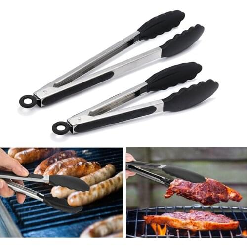 BBQ Grilling Tong Salad Food Clip Silicone Non-Stick Kitchen Barbecue Grilling Cooking Lock Tong Multifunction Grill Tools