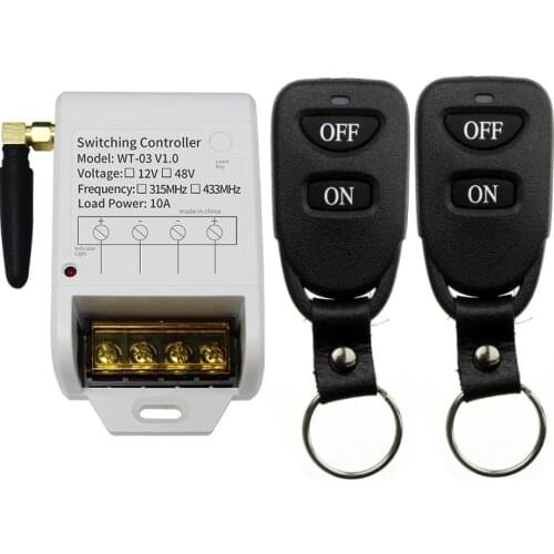 315Mhz 433Mhz Wireless RF Switch DC 12V 24V 36V 48V 1CH Receiver Wireless Remote Control Switch, Black leather Transmitter