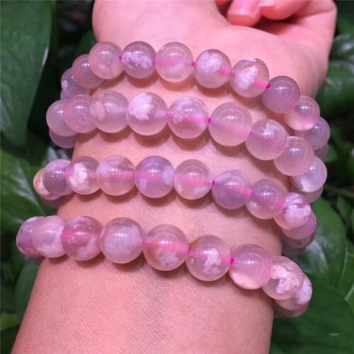 Natural cherry blossom Stone Beads Bracelet flower crystal Bracelet Elastic