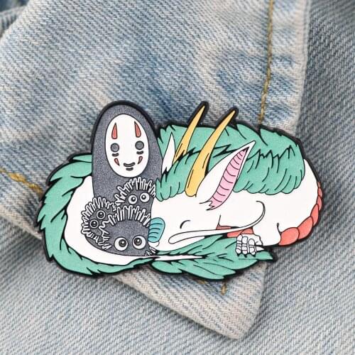 LT765 Japanese Anime Dragon Enamel Pins Brooches For Backpack Bags Badge Lapel Decoration Jewelry Kids Friends Birthday Gifts