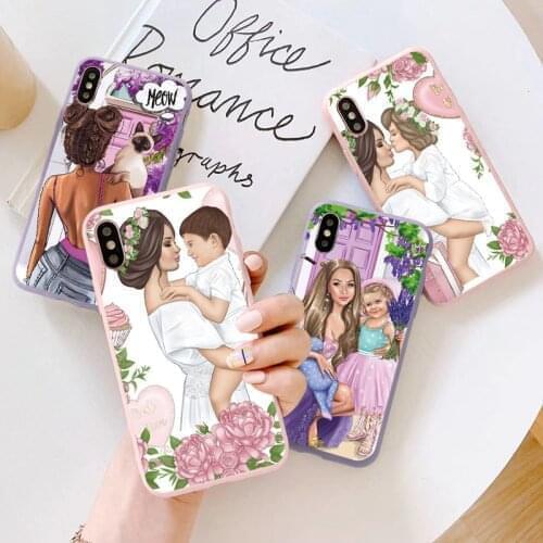 Mama Baby Boy Girls Flower Case For iPhone 12 Mini 11 Pro Max 8 7 6 6S Plus 10 X XR XS MAX SE 2020 Cover Matte Silicone Funda