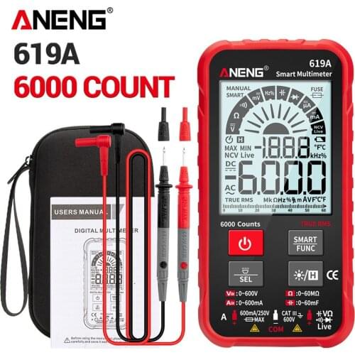 619A Digital Multimeter AC/DC Currents Voltage Testers True RMS 6000 Counts Professional Analog Bar Multimetro NCV Meter