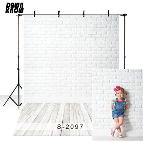 DAWNKNOW White Brick Wall Vinyl Photography Background For Children Photocall Backdrop For Newborn Photo Studio S2097
