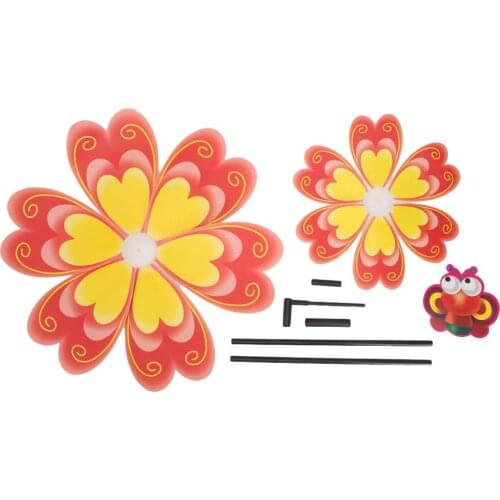 Double Layer Flower Windmill Wind Spinner Pinwheel Kids Toys Yard Garden Decor