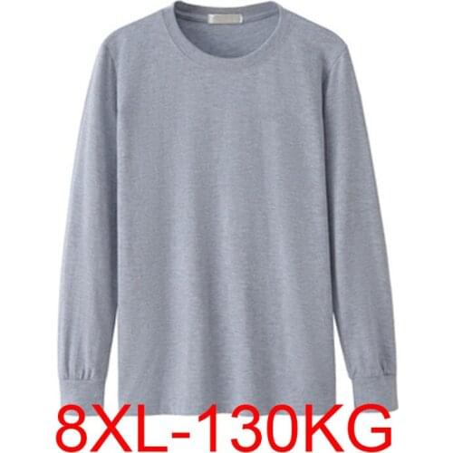 Mens T-Shirt Long Sleeve Winter 7XL 8XL 134cm Large Size 5XL 6XL Cotton Home T-Shirt