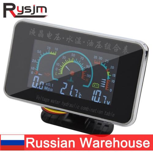 3 in1 LCD Car Digital Gauge Water Temperature Gauge Voltmeter Oil Pressure Water Temp meter 1/8 NPT 10MM Oil Press temp sensor