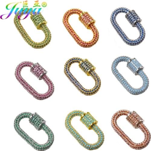 Juya DIY Costume Jewelery Making Supplies Pave Zircon Metal Locket Screw Clasps Accessories For Handmade Necklace Jewelry Making