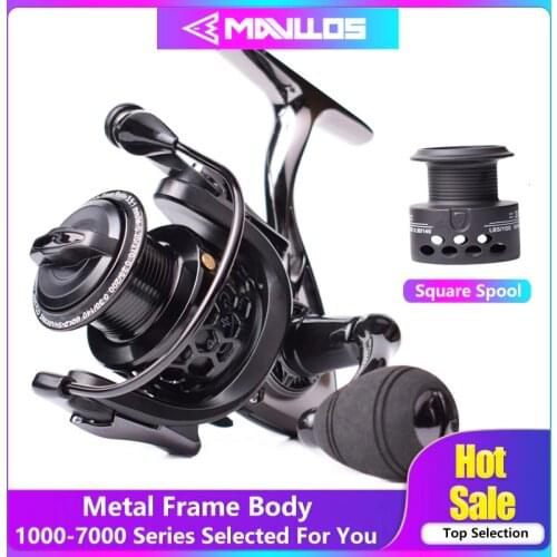 Mavllos Saltwater Carp Spinning Fishing Reel 15BB Ratio 5.5:1 1000-7000 Model 2 Spools Metal Body Sea Boat Jigging Fishing Reel