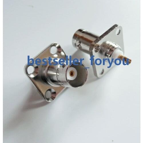 Brass BNC Female Jack With 4 Holes Flange Panel Chassis Mount Coaxial Solder Connector