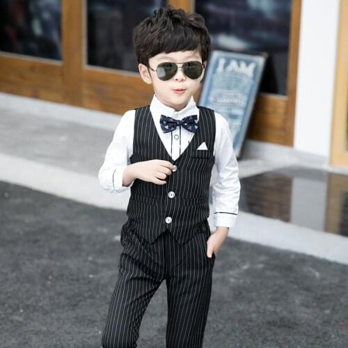 Boys Summer Formal Vest+Pants 2PCS Clothing Set Kids Wedding Tuxedo Dress School Children Chorus Performance Dress Costume