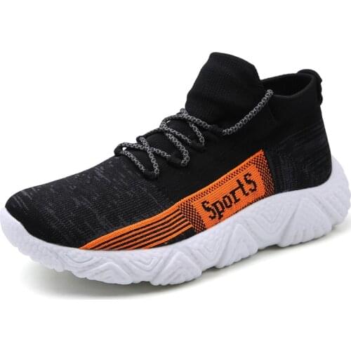 Fashion Light Running Shoes for Men Weave Slip-On Sneakers Lace Up Breathable Casual Sock No-Slip Male Confort Mesh Sport Shoes