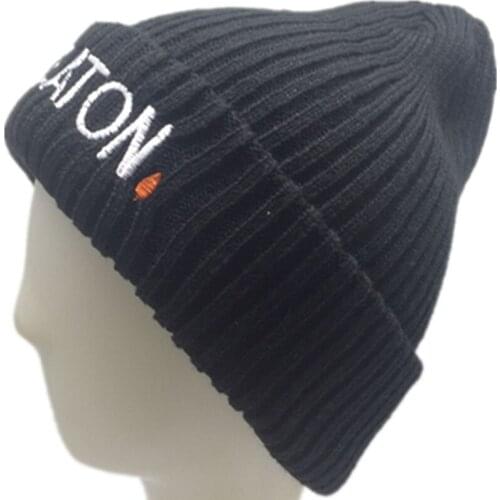 Cartoon Computer embroidery thick wool Wind Hats Knitting Solid color Cap Winter Soft Warm Ear protection Fleece Lining Beanies