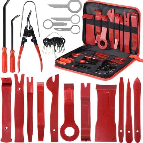 Car Trim Removal Tool Kit Auto Door Panel Removal Tool for Dash Center Console Installation and Remover 19-38Pcs(Red)