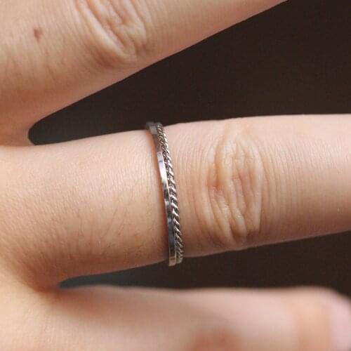 ZMZY 2PCS Wedding Couple Rings Set Stainless Steel Rings Twist Anti-allergy Smooth Simple DIY Custom Bijouterie