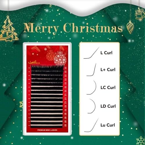 NATUHANA Christmas Series L/L+/LC/LD/LU False Eyelash Extensions Matt Black PBT Synthetic Mink Eyelashes L Shaped Fake Lashes