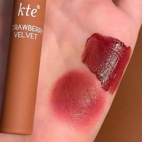 New Beauty Cosmetic Strawberry Chestnut Lip Glaze Lip Matte Red Women Lipstick Lip Velvet Parity Mud Transparent Matte Stud B1Q9