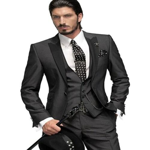 New 2019 Custom Made Slim Fit High Quality Handsome Mens suits Complete Designer Tuxedo Bridegroom men suit (jacket+Pant+Vest)