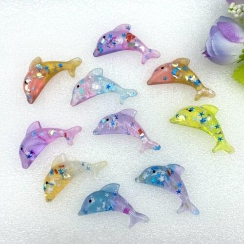 New pattern 12Pcs/lot Cute Resin Dolphin rhinestone Miniature Figurine DIY Kids Hair Bow Accessories Scrapbooking Craft