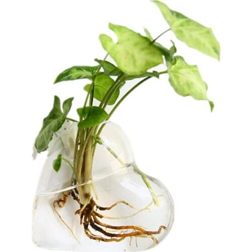 Heart Shaped Hanging Glass Vase Hanging Vase Wall Hanging Plant Flower Creative Container Wedding Home Decoration Terrarium
