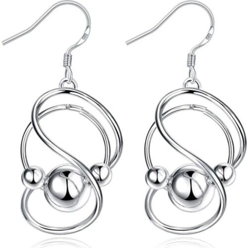 Hot 925 Sterling Silver Earring Korean Vintage Music Twisted Ball Long Dangle Earrings For Women 2020 Engagement Wedding Jewelry