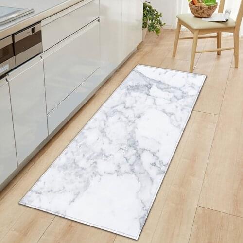 Anti-Slip Kitchen Carpet Black White Marble Sea wave Printed Entrance Doormat Floor Mats Carpets for Living Room Bathroom Mat