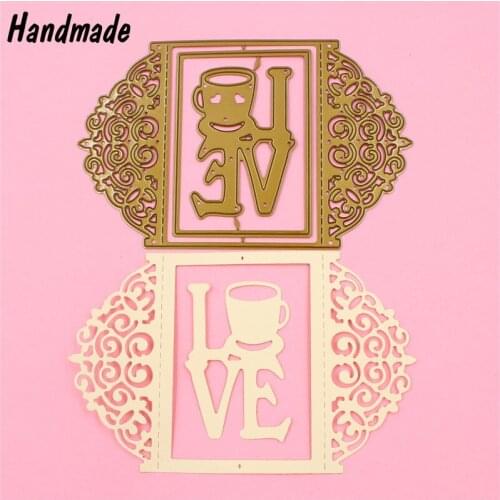 Love Greeting Card Frame Rectangle Die Cutting Metal for DIY Scrapbooking Album Decorative Paper Card Embossing Stencils