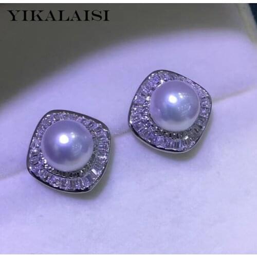 YIKALAISI 925 Sterling Silver Jewerly For Women Natural Freshwater 9-10mm Oblate Pearl Earrings New Arrivals Wholesale