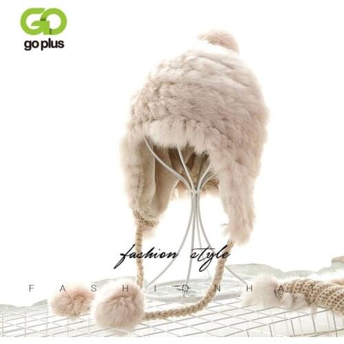 GOPLUS Earflap Hat Winter White Warm Womens Winter Beanies Russian Fur Hat Gorro Invierno Hombre Gorros Mujer