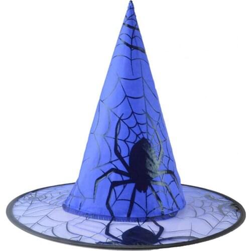 Witch Hat Stylish Unique Pattern Gauze Halloween Witch Cosplay Cap for Home