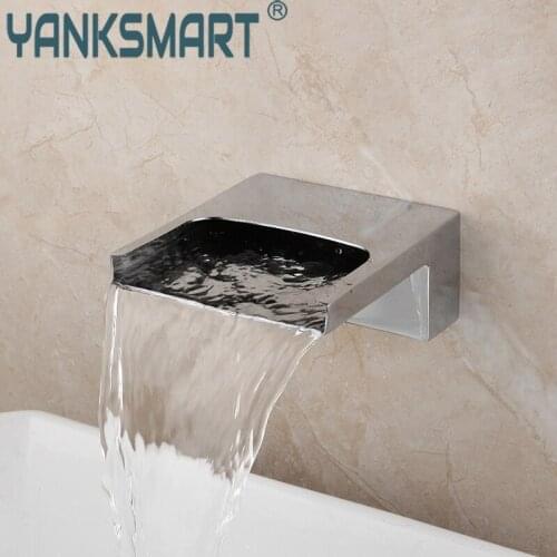 Bathroom Wall Mounted Outlet Brass Chrome Polished Waterfall Outlet Bathtub Shower Faucet Chrome Brass Only Outlet