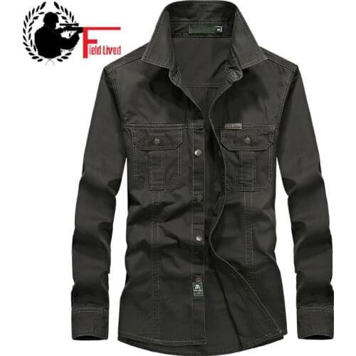 Military Style Mens Shirts Uniform 3xl 4XL 5XL 6XL Plus Size Big Cotton British Long Sleeve 2020 Male Cargo Shirts Us Army Green