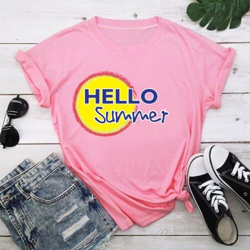 Hello summer Tshirt Women T-shirts Tops Femme Clothes Female T-shirt Harajuku Summer 90s Tshirt TX9537