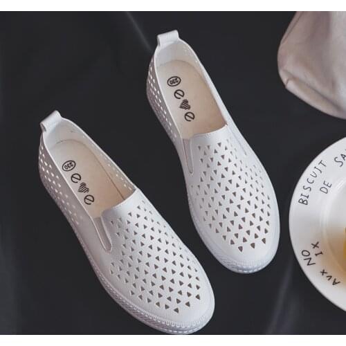 Womens Shoes 2019 Spring And Summer New Hollow Mesh Small White Low-top Shoes Lazy One Pedal Set Foot Shoes