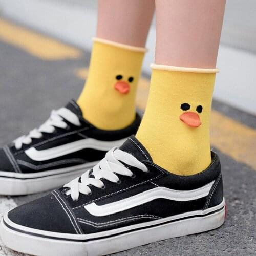 Womens socks autumn and winter new cartoon three-dimensional animal mouth ladies medium tube socks