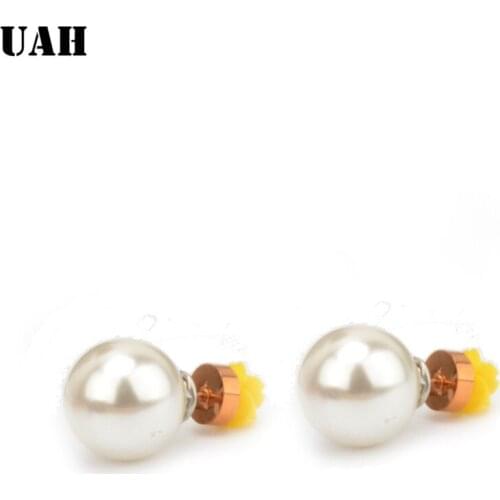 UAH New Noble Design Women Stud Earrings Stainless Steel Flower Imitation Pearl Earrings for Women Wedding Jewelry Gift