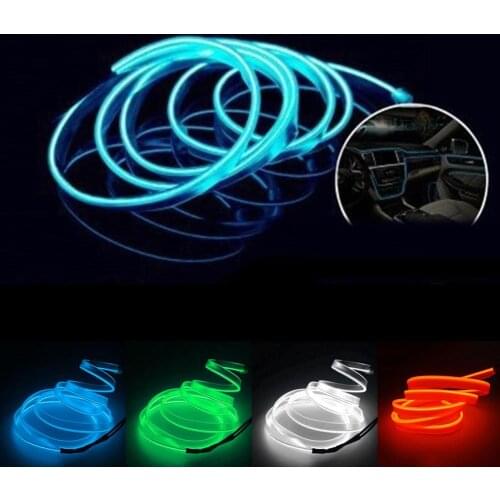 1/2/3/4/5m Car Styling Flexible Strip LED Cold Light EL Wire Interior Auto Decor Lamp Atmospheres Light Strip