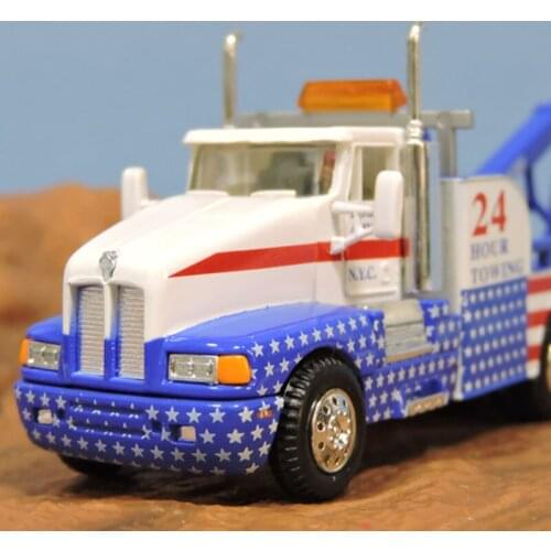 1:87 Scale KENWORTH Rescue Truck Crane Simulation Alloy Model Train Sand Table Ornaments Collectible Gifts Toys for Boys