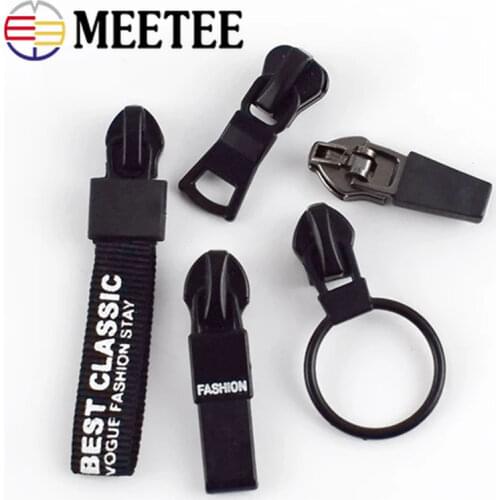 Meetee 10pcs 5# Anti-loading Zipper Sliders for Waterproof Reverse Installation for Invisible Bag Jacket Nylon Coil Zip Puller