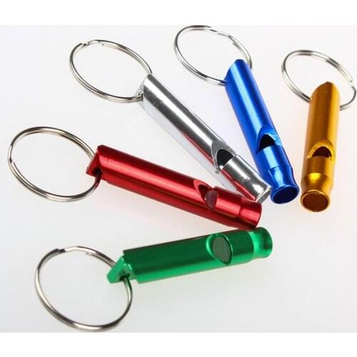 10PCS/Lot Aluminum Alloy Emergency Survival Whistle Keychain For Camping Hiking Referee Rugby Party School Sports competition