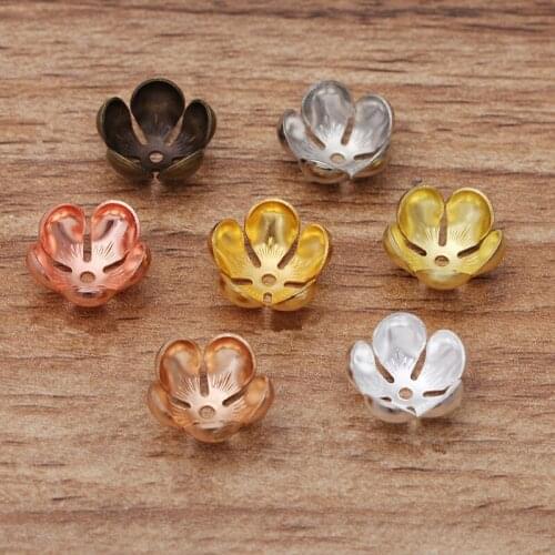 100PCS 7 Colors Plated Metal Brass Flowers Tray Filigree Flowers Bead Caps Connectors For Jewelry Making