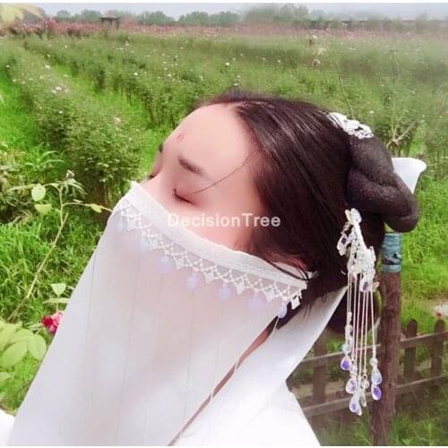 2021 hanfu face curtain ancient style cover face tassel veil ancient decorations full set of female hair accessories step shake