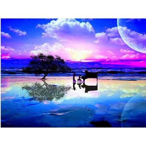 5D DIY Full Square/Round Diamond Painting Sunset Scenery Embroidery Landscape Home Decoration Diamond Art Mosaic Handmade