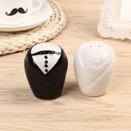 6SETS Exquisite Ceramic Bride&Groom Salt and Pepper Shakers Kitchen Wedding Favors Bridal Shower Party Return Gift